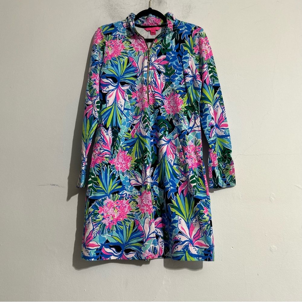 Lilly Pulitzer Skipper Ruffle Mini Dress Large Tropical Resortwear